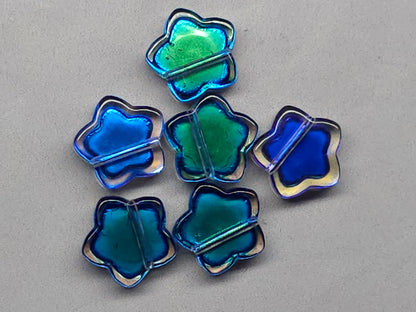 Mood stone - star beads - 14 mm - metallic blue