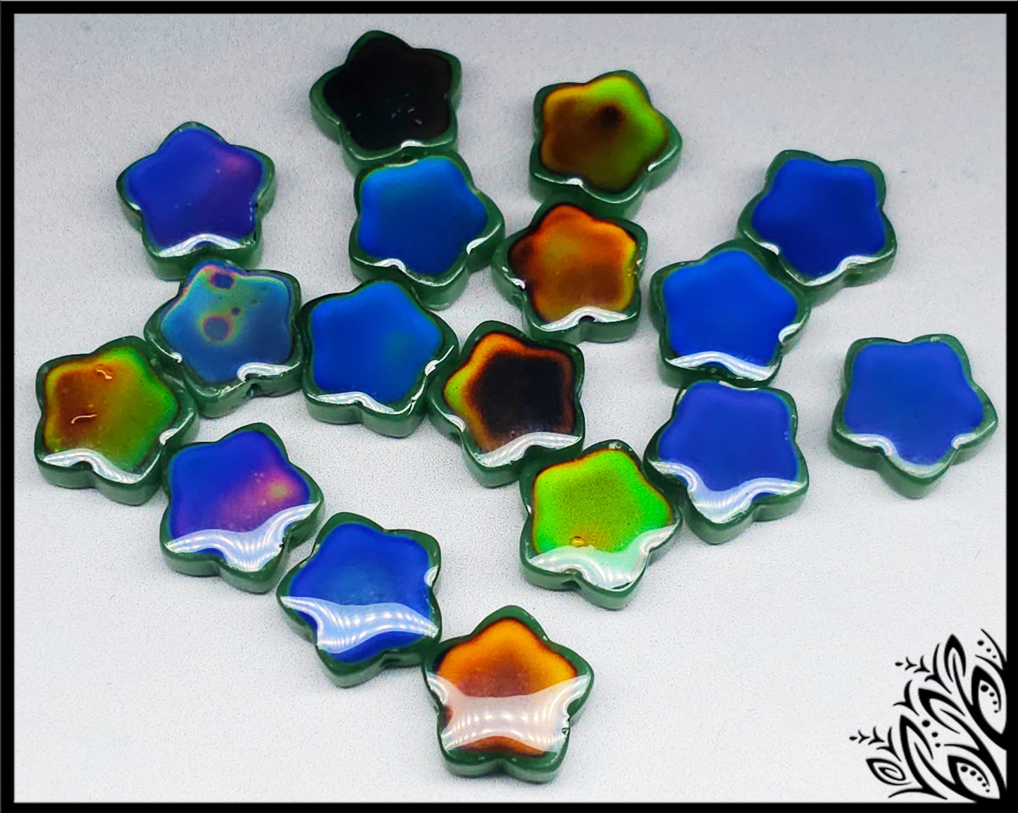 14 mm mood stone star - forest green