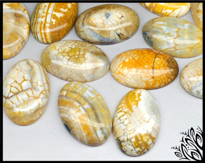 Brown dragon veins agate cabochon 30mm oval flat back main image