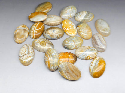 Dragon veins agate cab 30mm showing brown vein pattern detail