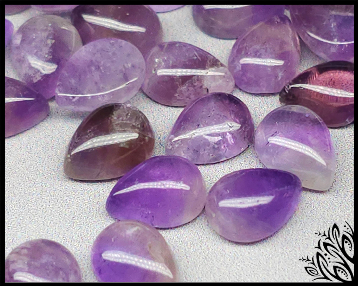 Natural amethyst pear cabochon 8mm flat back gemstone for jewellery making