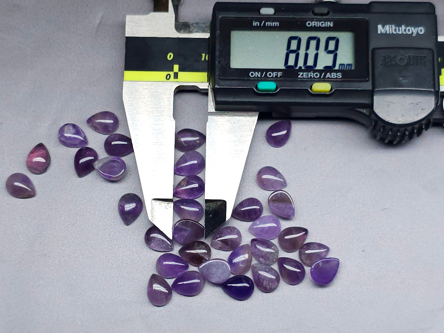 8mm pear amethyst cab for pendant and earring designs