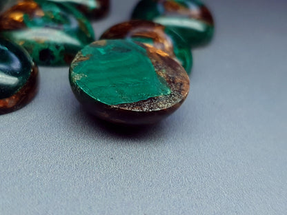 Copper bornite cabochon round 18 mm back view