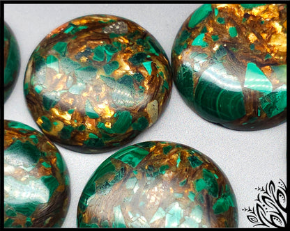 Copper bornite round flat back cabochon 30 mm