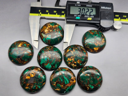 Copper bornite round cab 30mm for pendant and jewellery making