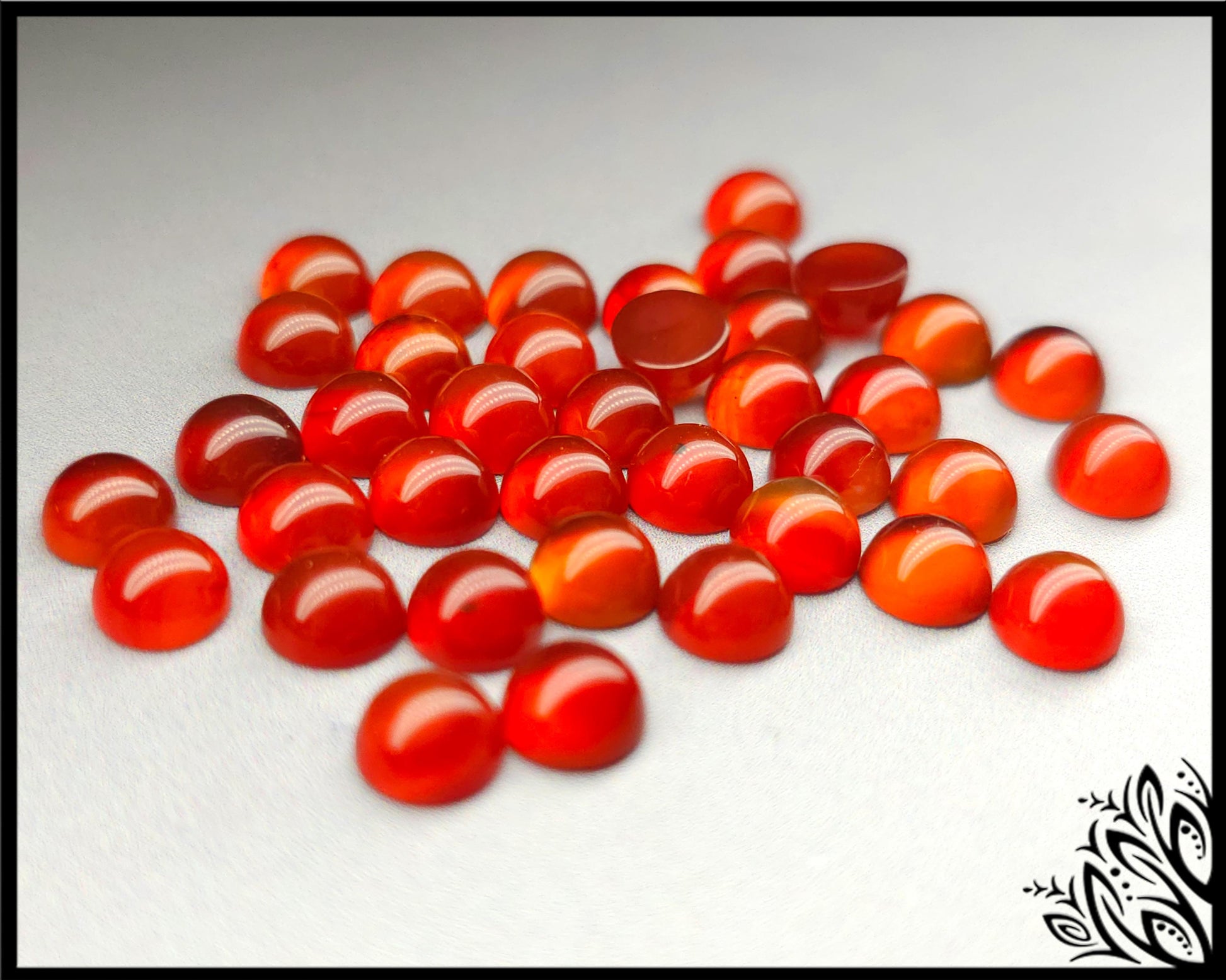 red carnelian flatback cabochons 6 mm