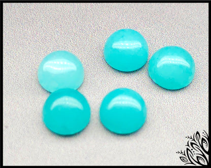 Aqua dyed white jade flatback cabochon 6 mm