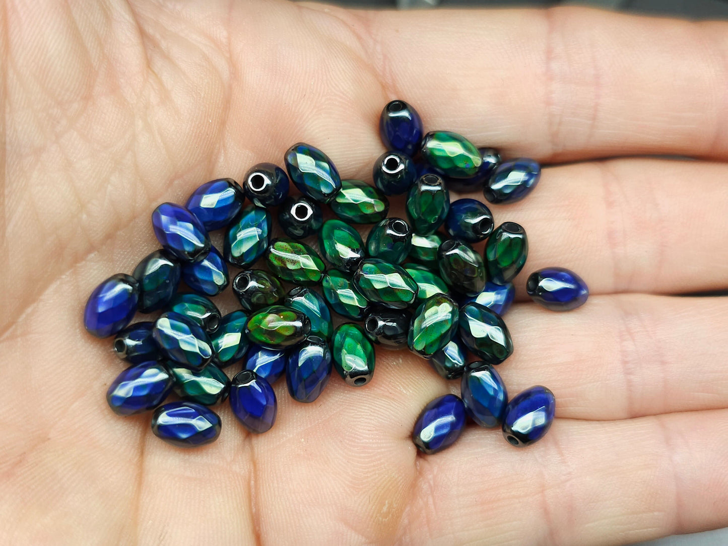 Mood stone beads - green - barrel - 12 mm - Colour change beads