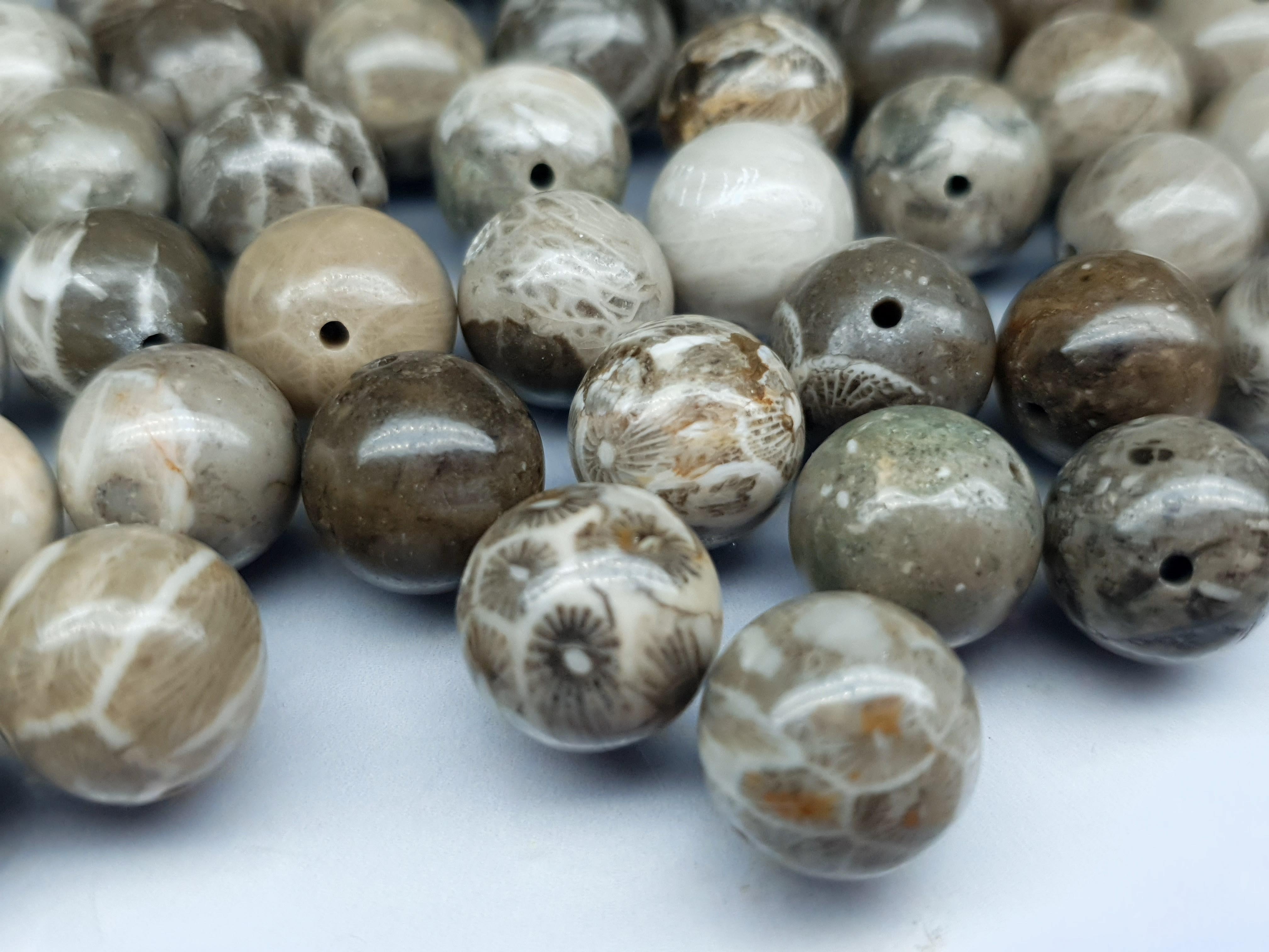 gsdr003 12 mm beige coral fossil drilled beads imbali crafts