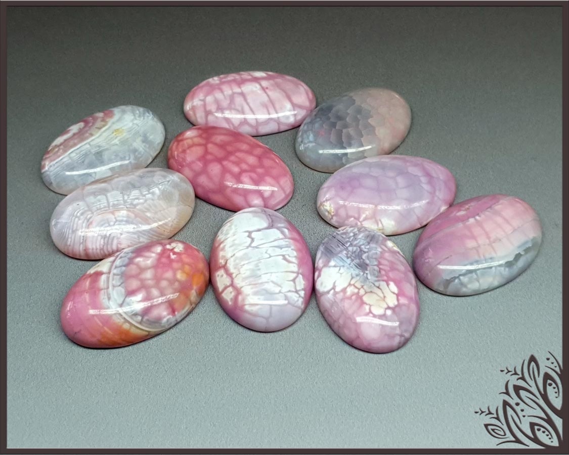 GSO055 - Agate dragon veins - pink - 30x20 mm - oval imbali crafts