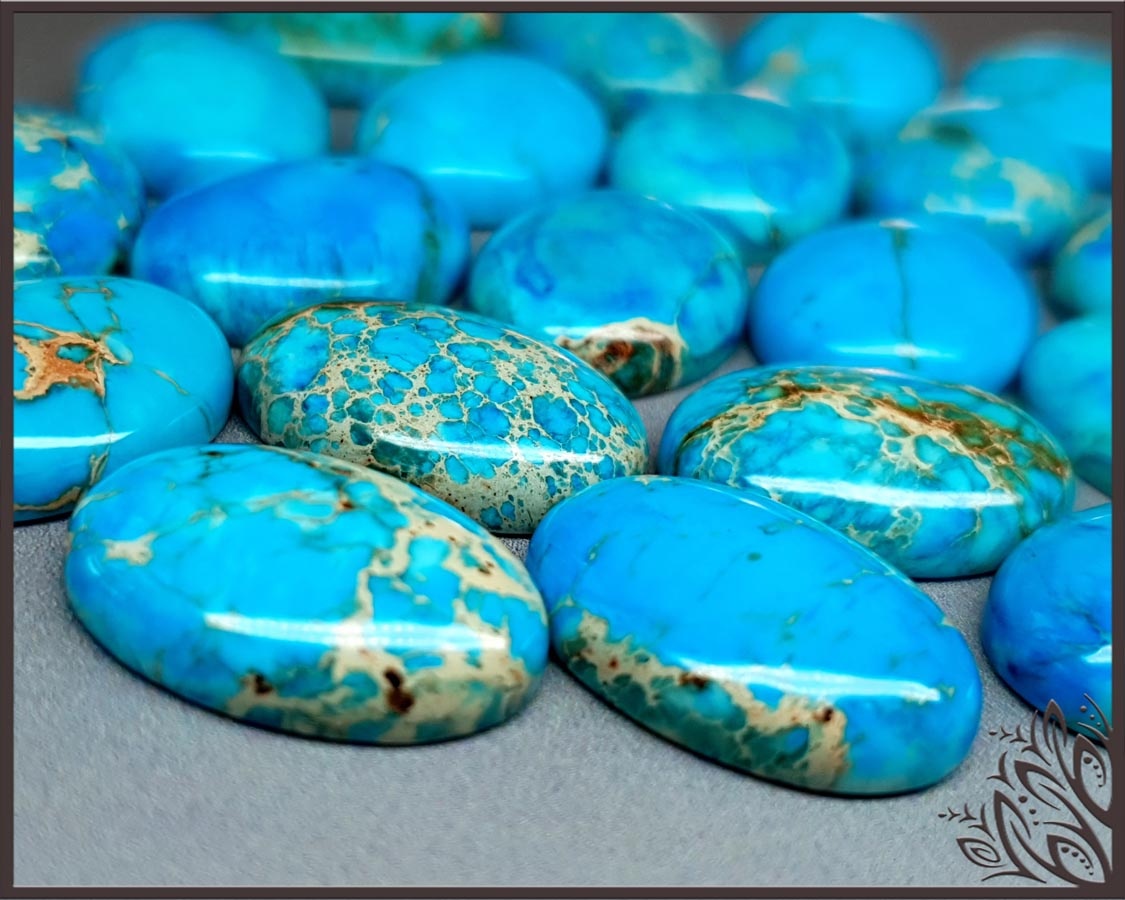GSO072 - Jasper - regalite - turquoise  - 18x13mm - oval imbali crafts