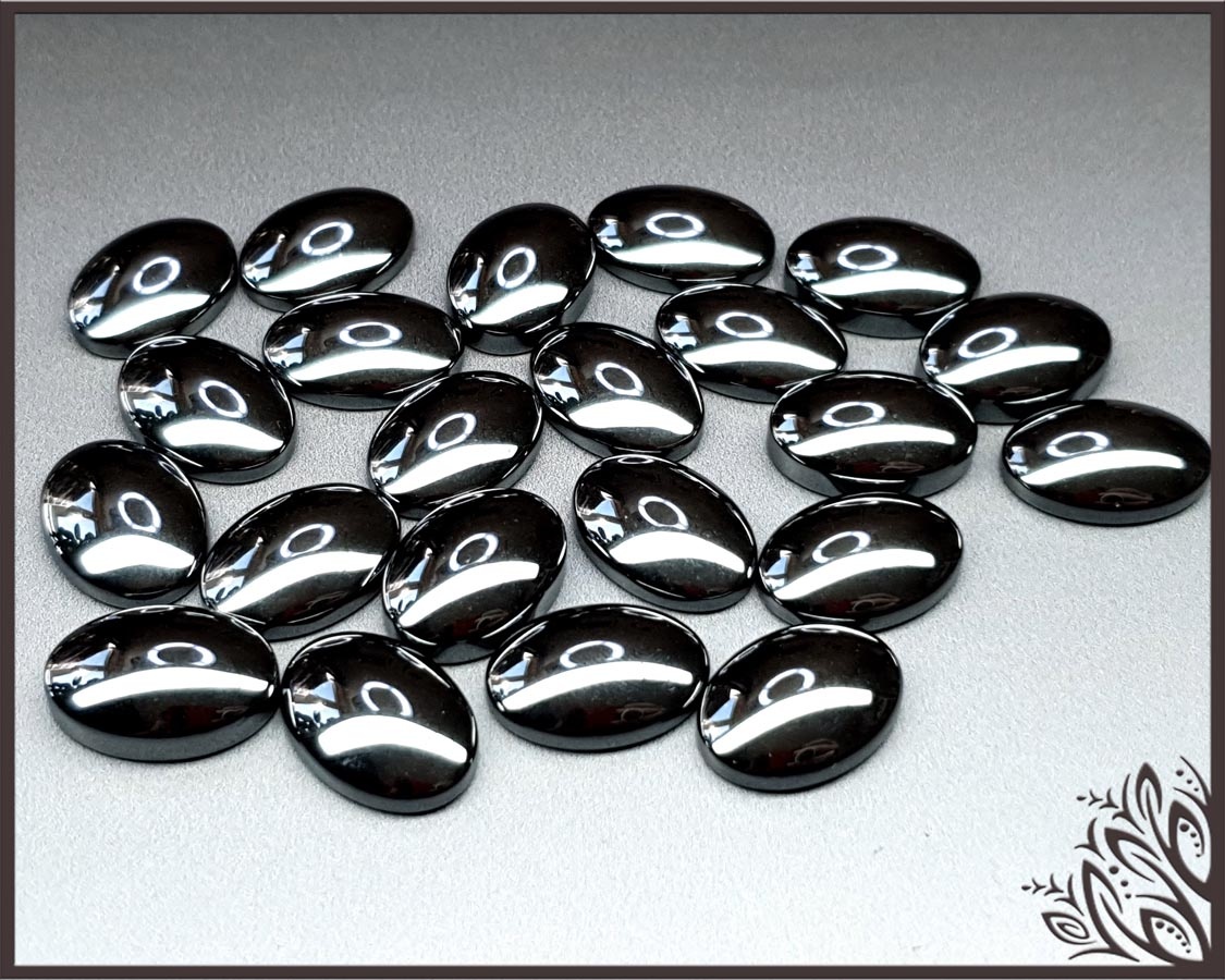 GSO075 - Hematite - silver - syn - 25x18mm - oval imbali crafts