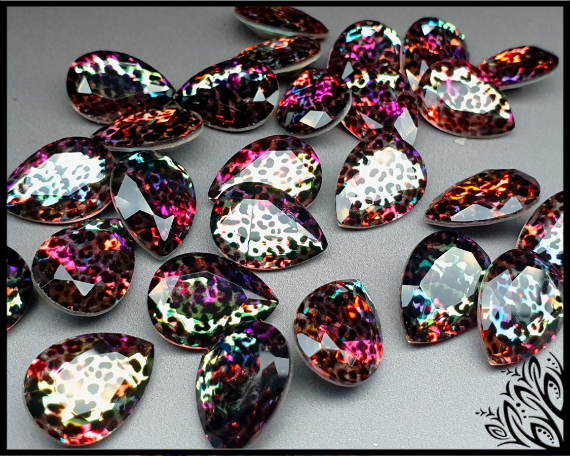 purple leopard glass crystal 18 mm