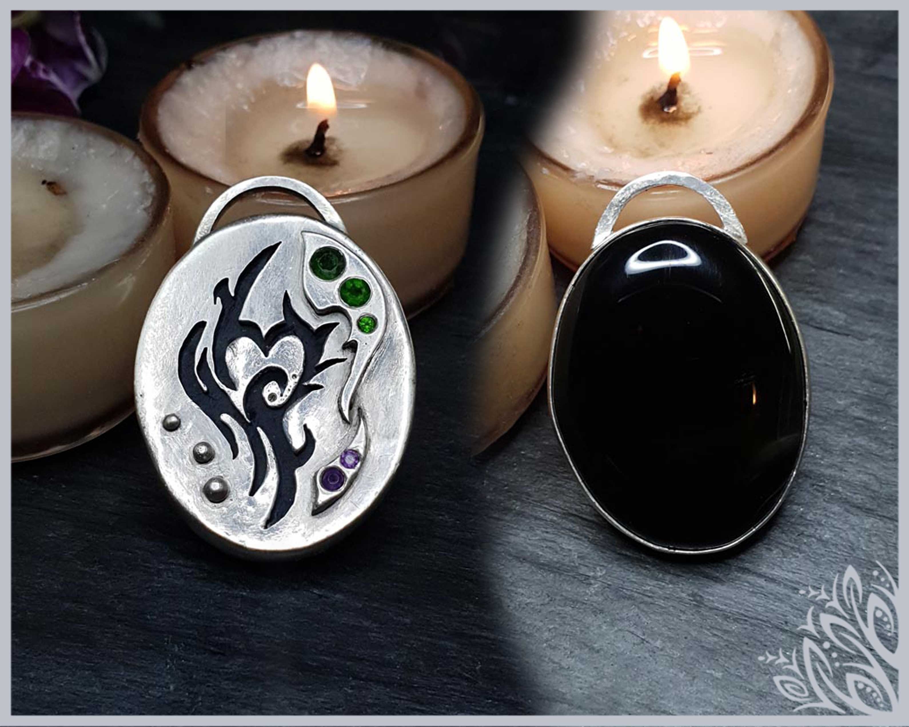 black onyx silver tribal pendant imbali crafts